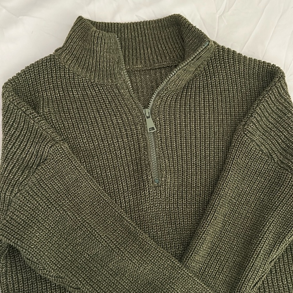 Olive Green half zip sweater